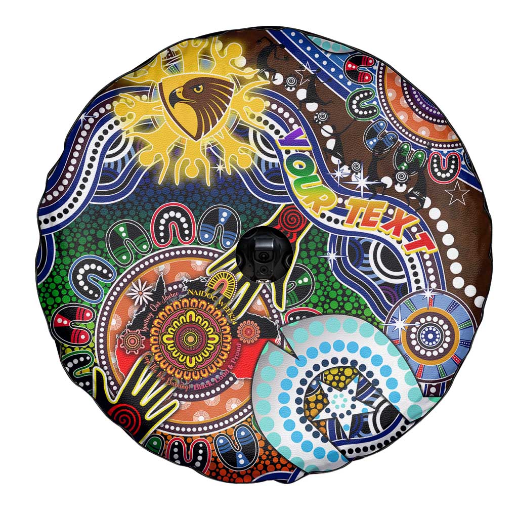 Custom NAIDOC Week 2024 Hawthorn Hawks Spare Tire Cover Australia Aboriginal Dot Painting