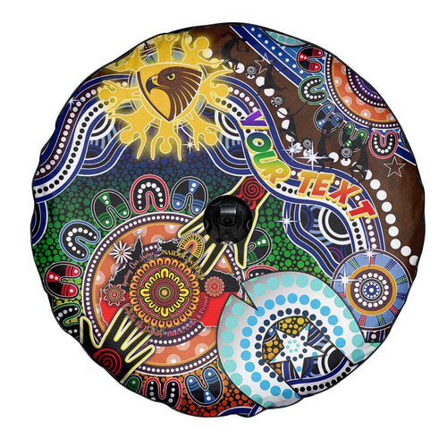 Custom NAIDOC Week 2024 Hawthorn Hawks Spare Tire Cover Australia Aboriginal Dot Painting