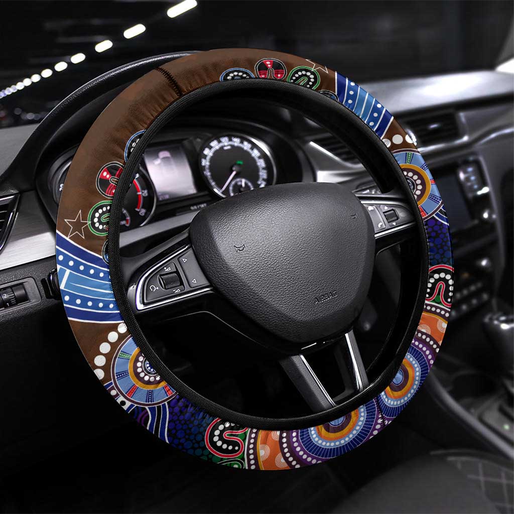 NAIDOC Week 2024 Hawthorn Hawks Steering Wheel Cover Australia Aboriginal Dot Painting