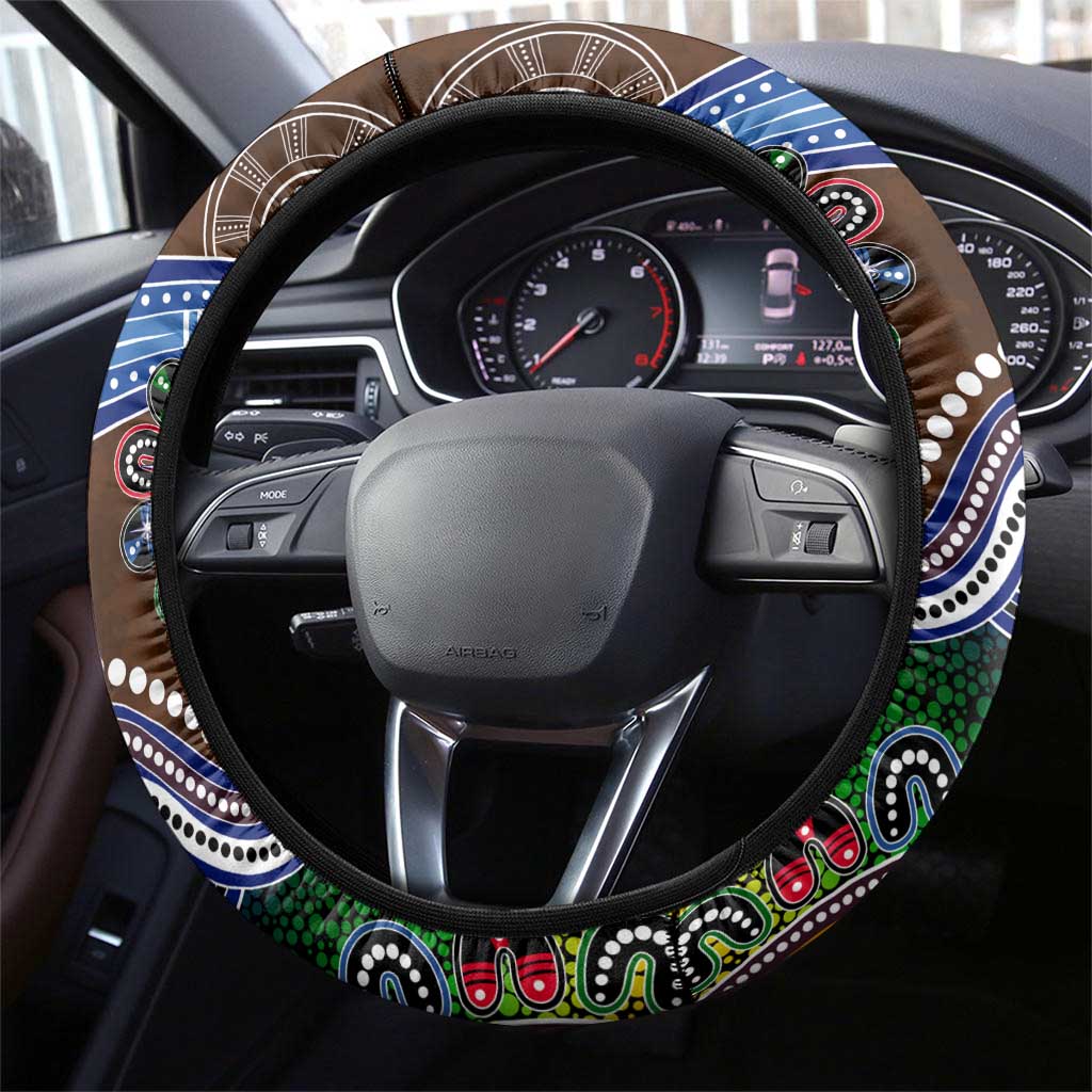 NAIDOC Week 2024 Hawthorn Hawks Steering Wheel Cover Australia Aboriginal Dot Painting