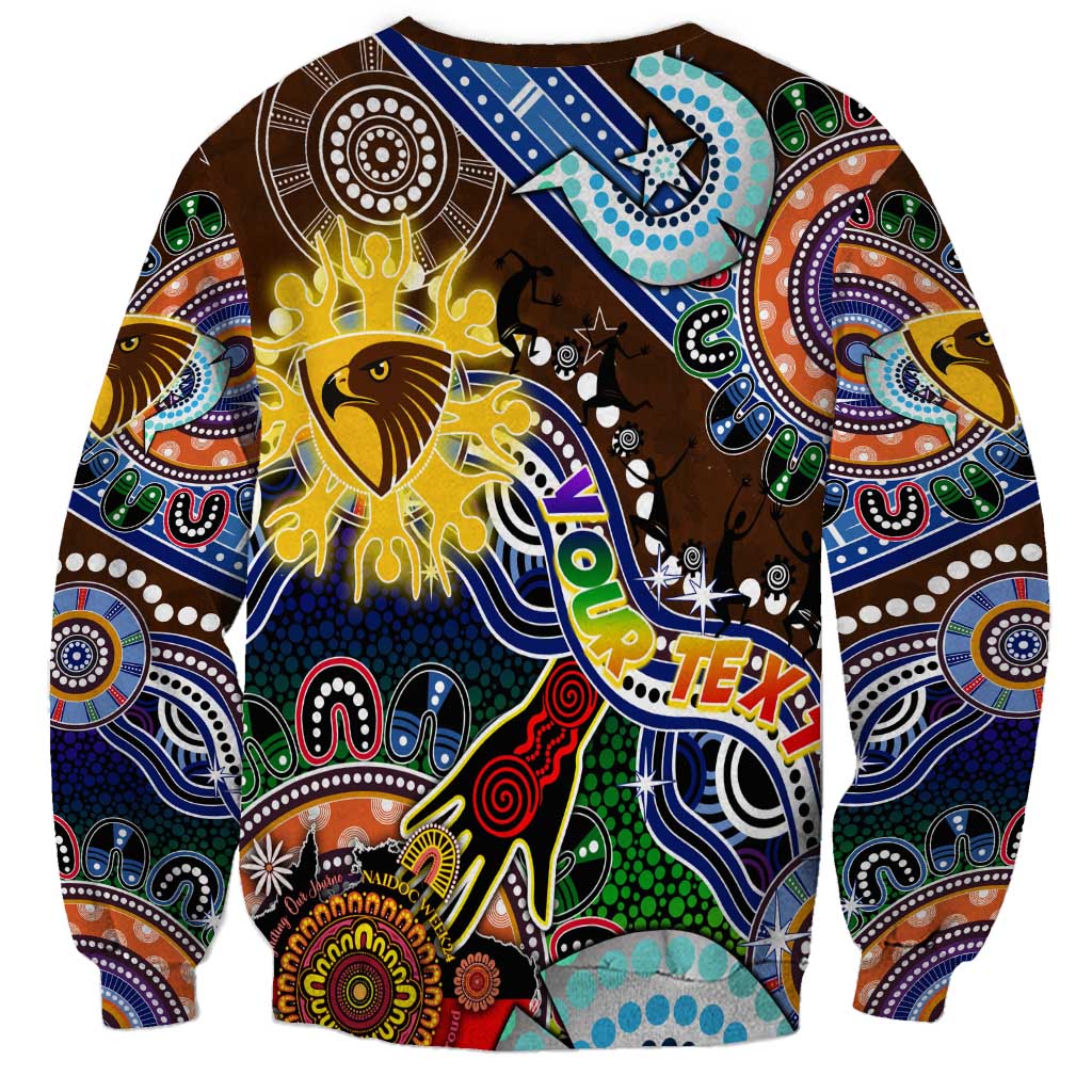 Custom NAIDOC Week 2024 Hawthorn Hawks Sweatshirt Australia Aboriginal Dot Painting