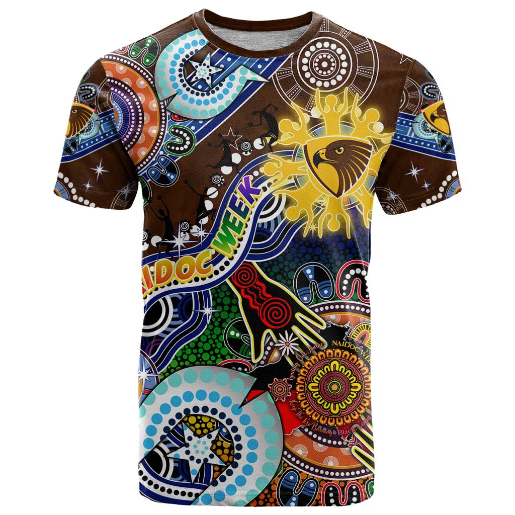 Custom NAIDOC Week 2024 Hawthorn Hawks T Shirt Australia Aboriginal Dot Painting