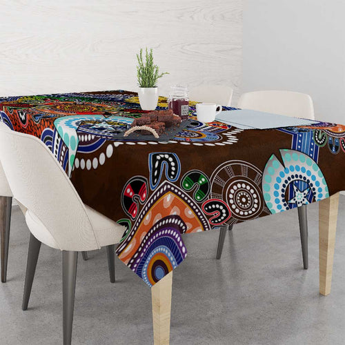 Custom NAIDOC Week 2024 Hawthorn Hawks Tablecloth Australia Aboriginal Dot Painting