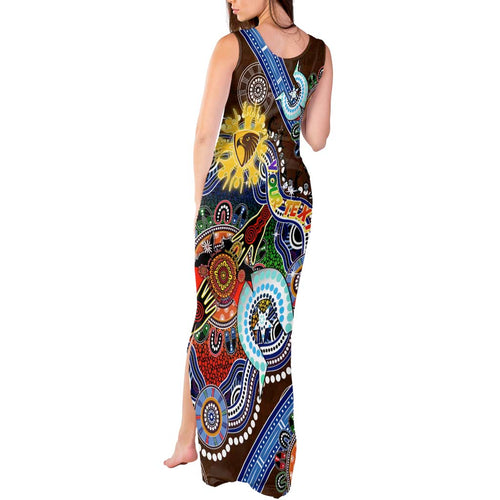 Custom NAIDOC Week 2024 Hawthorn Hawks Tank Maxi Dress Australia Aboriginal Dot Painting