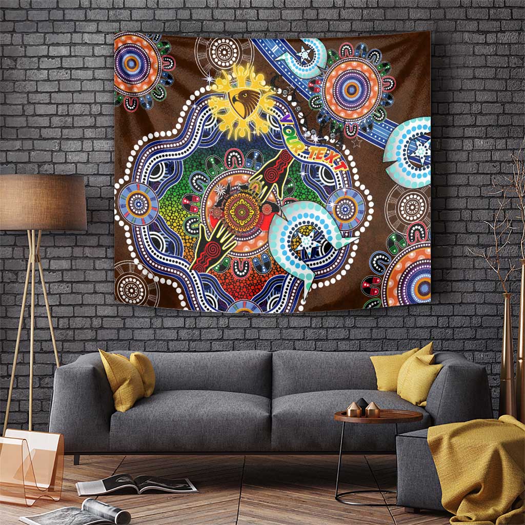 Custom NAIDOC Week 2024 Hawthorn Hawks Tapestry Australia Aboriginal Dot Painting