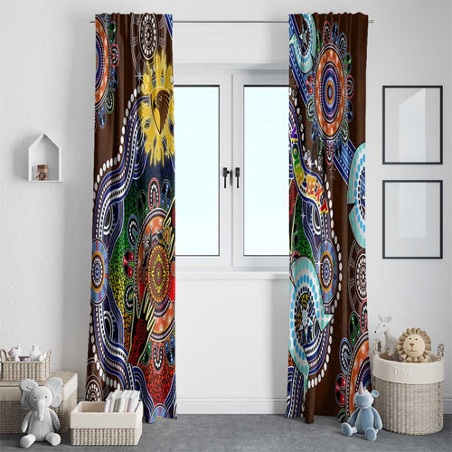 Custom NAIDOC Week 2024 Hawthorn Hawks Window Curtain Australia Aboriginal Dot Painting