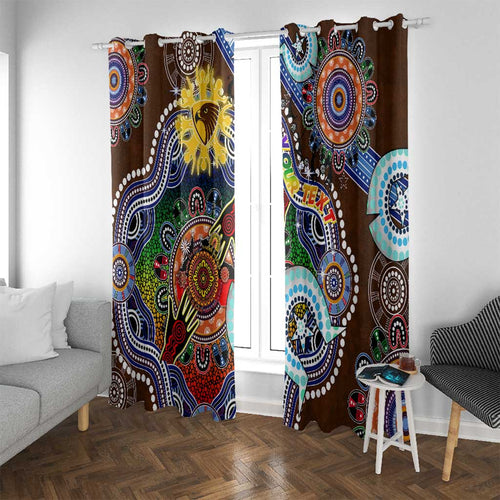 Custom NAIDOC Week 2024 Hawthorn Hawks Window Curtain Australia Aboriginal Dot Painting