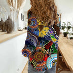 Custom NAIDOC Week 2024 Hawthorn Hawks Women Casual Shirt Australia Aboriginal Dot Painting