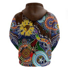 Custom NAIDOC Week 2024 Hawthorn Hawks Zip Hoodie Australia Aboriginal Dot Painting