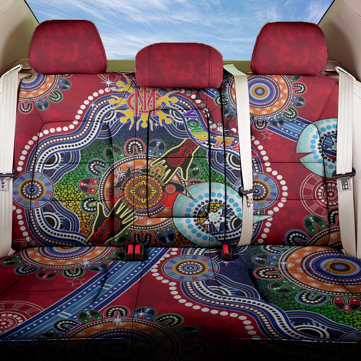 Custom NAIDOC Week 2024 Melbourne Demons Back Car Seat Cover Australia Aboriginal Dot Painting