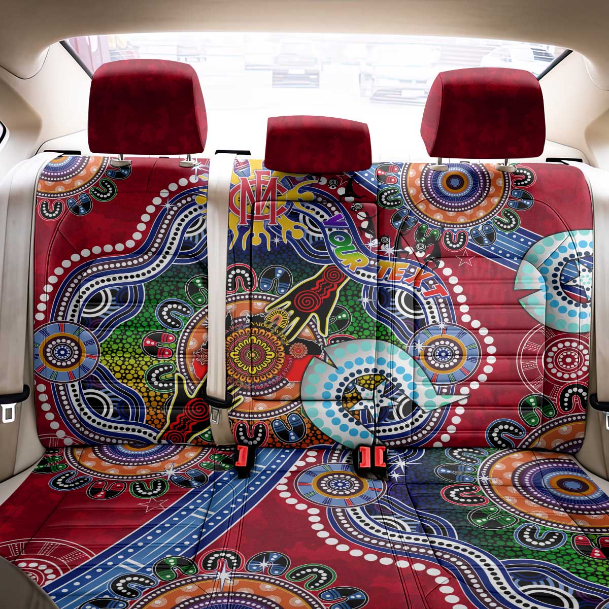 Custom NAIDOC Week 2024 Melbourne Demons Back Car Seat Cover Australia Aboriginal Dot Painting