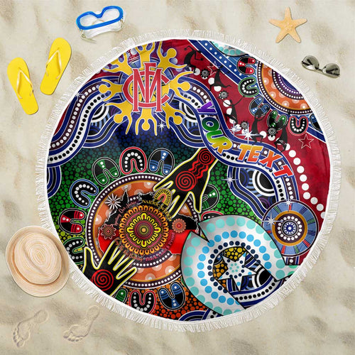 Custom NAIDOC Week 2024 Melbourne Demons Beach Blanket Australia Aboriginal Dot Painting