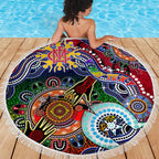 Custom NAIDOC Week 2024 Melbourne Demons Beach Blanket Australia Aboriginal Dot Painting