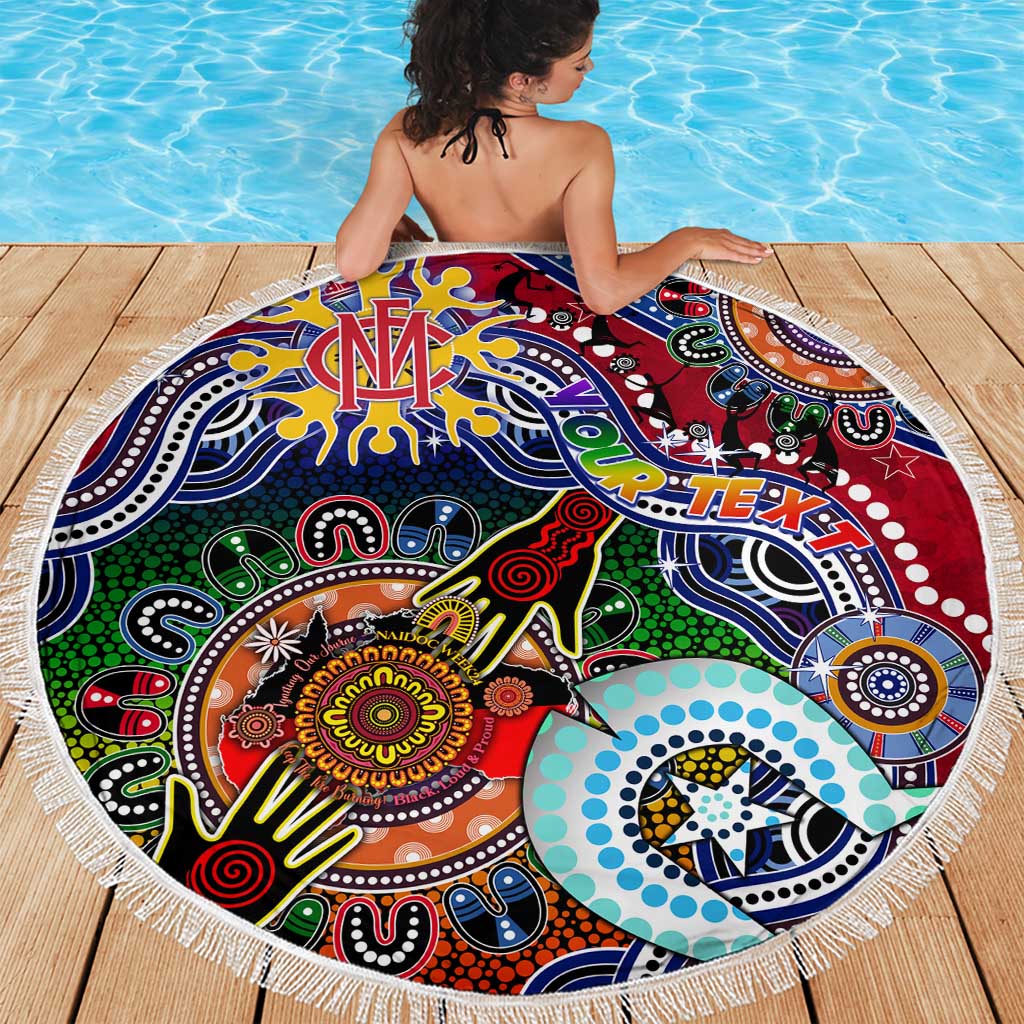 Custom NAIDOC Week 2024 Melbourne Demons Beach Blanket Australia Aboriginal Dot Painting