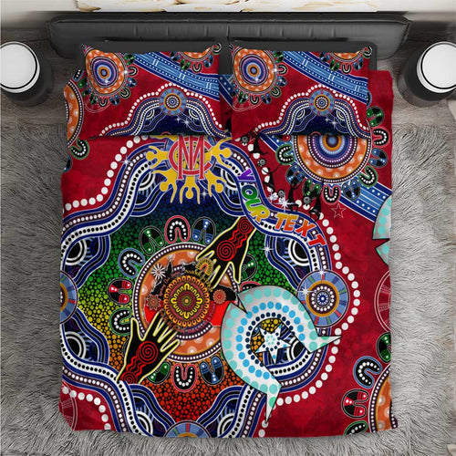 Custom NAIDOC Week 2024 Melbourne Demons Bedding Set Australia Aboriginal Dot Painting