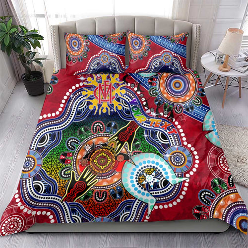Custom NAIDOC Week 2024 Melbourne Demons Bedding Set Australia Aboriginal Dot Painting