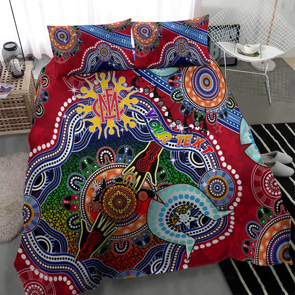 Custom NAIDOC Week 2024 Melbourne Demons Bedding Set Australia Aboriginal Dot Painting