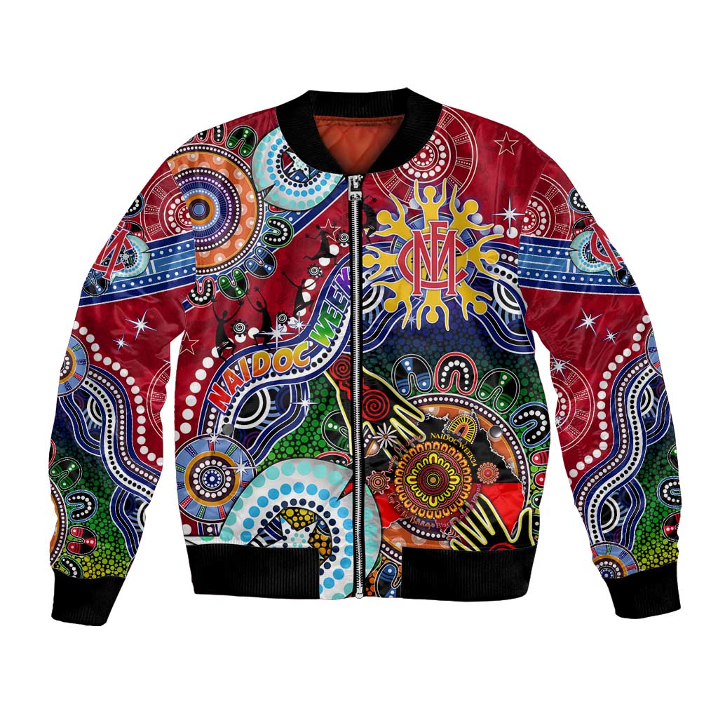 Custom NAIDOC Week 2024 Melbourne Demons Bomber Jacket Australia Aboriginal Dot Painting