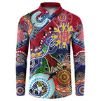 Custom NAIDOC Week 2024 Melbourne Demons Button Sweatshirt Australia Aboriginal Dot Painting