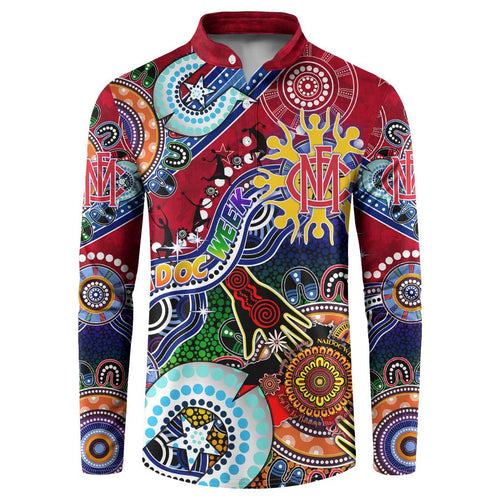 Custom NAIDOC Week 2024 Melbourne Demons Button Sweatshirt Australia Aboriginal Dot Painting