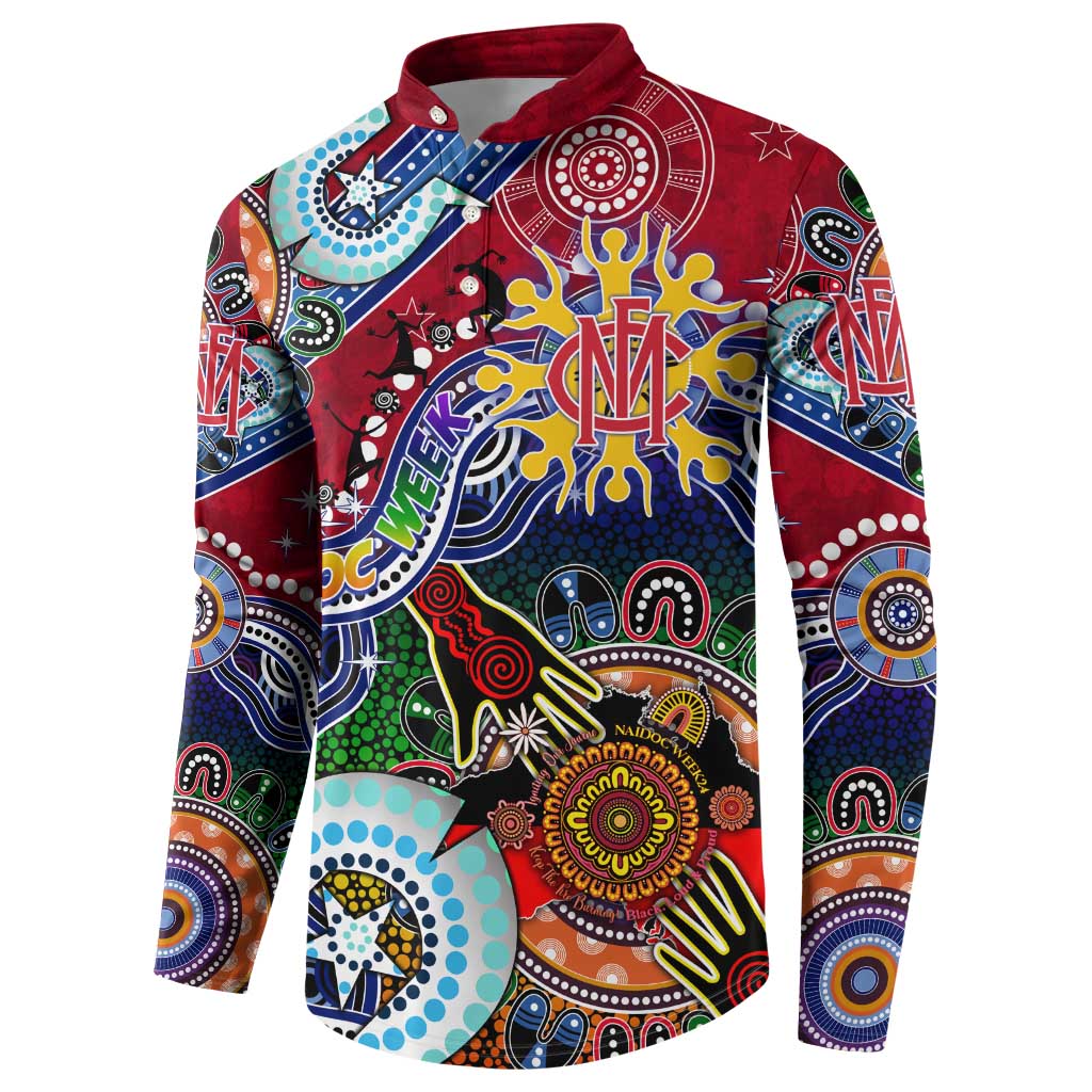 Custom NAIDOC Week 2024 Melbourne Demons Button Sweatshirt Australia Aboriginal Dot Painting