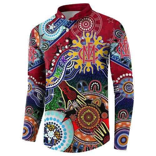 Custom NAIDOC Week 2024 Melbourne Demons Button Sweatshirt Australia Aboriginal Dot Painting