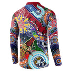 Custom NAIDOC Week 2024 Melbourne Demons Button Sweatshirt Australia Aboriginal Dot Painting