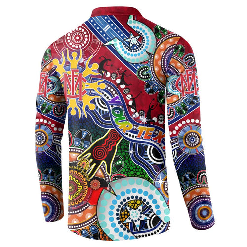 Custom NAIDOC Week 2024 Melbourne Demons Button Sweatshirt Australia Aboriginal Dot Painting