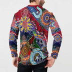 Custom NAIDOC Week 2024 Melbourne Demons Button Sweatshirt Australia Aboriginal Dot Painting