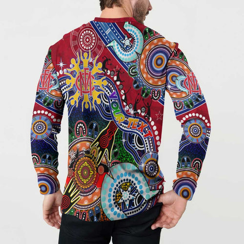 Custom NAIDOC Week 2024 Melbourne Demons Button Sweatshirt Australia Aboriginal Dot Painting