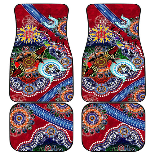 Custom NAIDOC Week 2024 Melbourne Demons Car Mats Australia Aboriginal Dot Painting