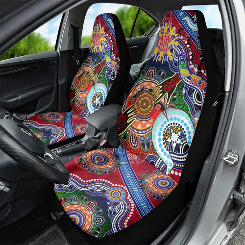 Custom NAIDOC Week 2024 Melbourne Demons Car Seat Cover Australia Aboriginal Dot Painting
