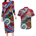 Custom NAIDOC Week 2024 Melbourne Demons Couples Matching Long Sleeve Bodycon Dress and Hawaiian Shirt Australia Aboriginal Dot Painting