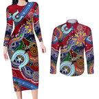 Custom NAIDOC Week 2024 Melbourne Demons Couples Matching Long Sleeve Bodycon Dress and Long Sleeve Button Shirt Australia Aboriginal Dot Painting
