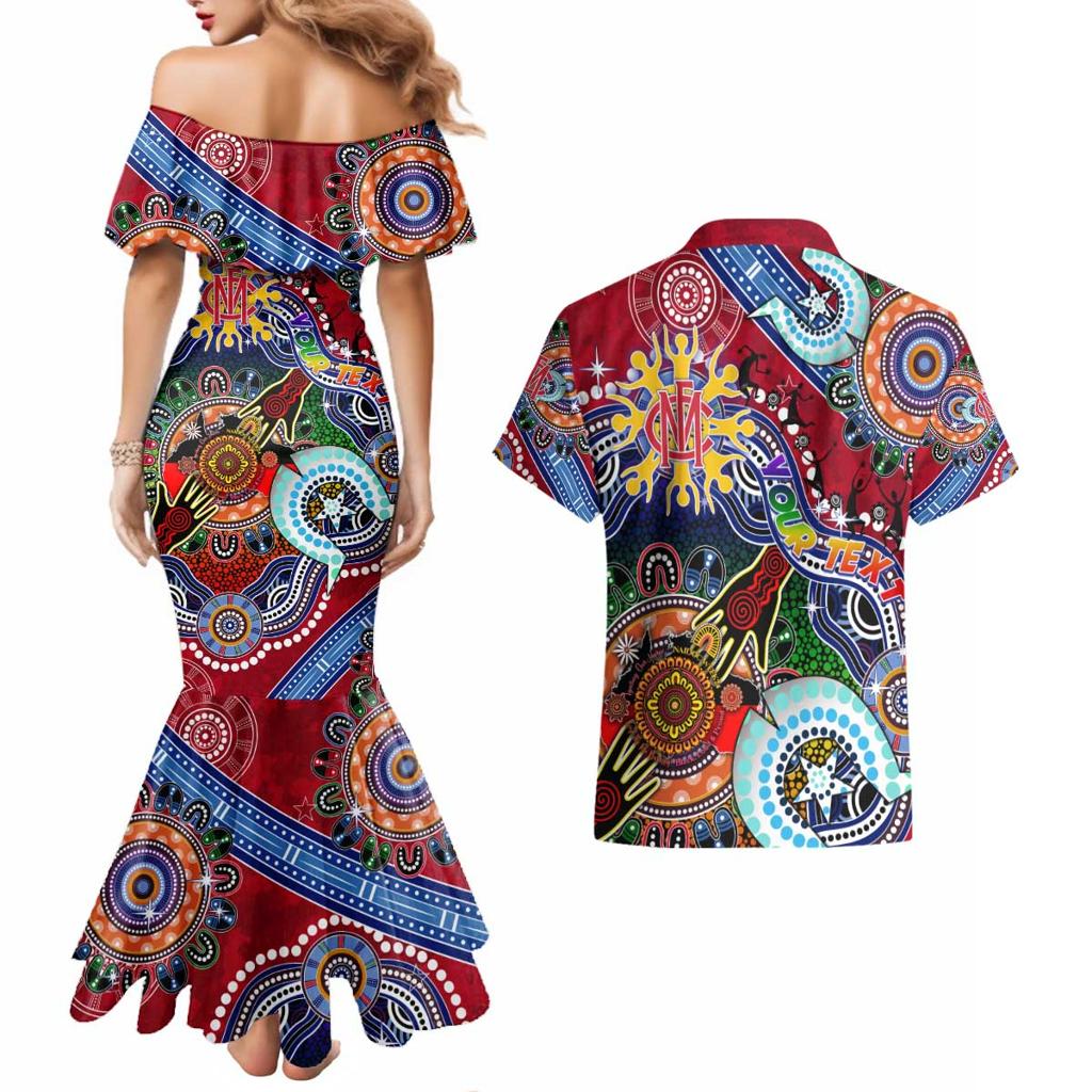 Custom NAIDOC Week 2024 Melbourne Demons Couples Matching Mermaid Dress and Hawaiian Shirt Australia Aboriginal Dot Painting