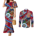 Custom NAIDOC Week 2024 Melbourne Demons Couples Matching Mermaid Dress and Long Sleeve Button Shirt Australia Aboriginal Dot Painting