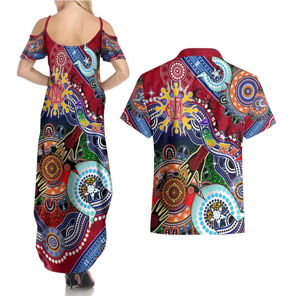 Custom NAIDOC Week 2024 Melbourne Demons Couples Matching Summer Maxi Dress and Hawaiian Shirt Australia Aboriginal Dot Painting