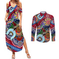 Custom NAIDOC Week 2024 Melbourne Demons Couples Matching Summer Maxi Dress and Long Sleeve Button Shirt Australia Aboriginal Dot Painting