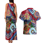 Custom NAIDOC Week 2024 Melbourne Demons Couples Matching Tank Maxi Dress and Hawaiian Shirt Australia Aboriginal Dot Painting