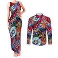Custom NAIDOC Week 2024 Melbourne Demons Couples Matching Tank Maxi Dress and Long Sleeve Button Shirt Australia Aboriginal Dot Painting
