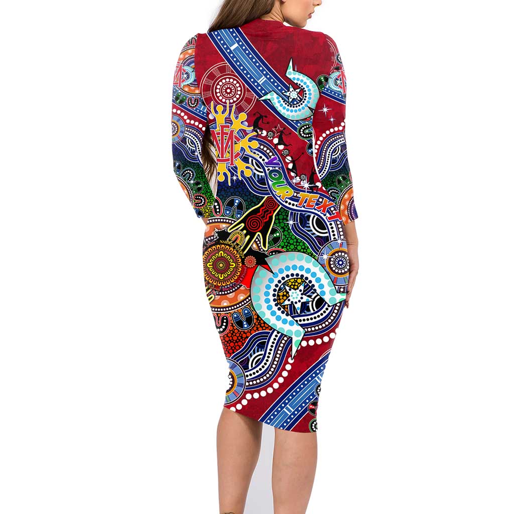 Custom NAIDOC Week 2024 Melbourne Demons Family Matching Long Sleeve Bodycon Dress and Hawaiian Shirt Australia Aboriginal Dot Painting