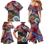 Custom NAIDOC Week 2024 Melbourne Demons Family Matching Mermaid Dress and Hawaiian Shirt Australia Aboriginal Dot Painting