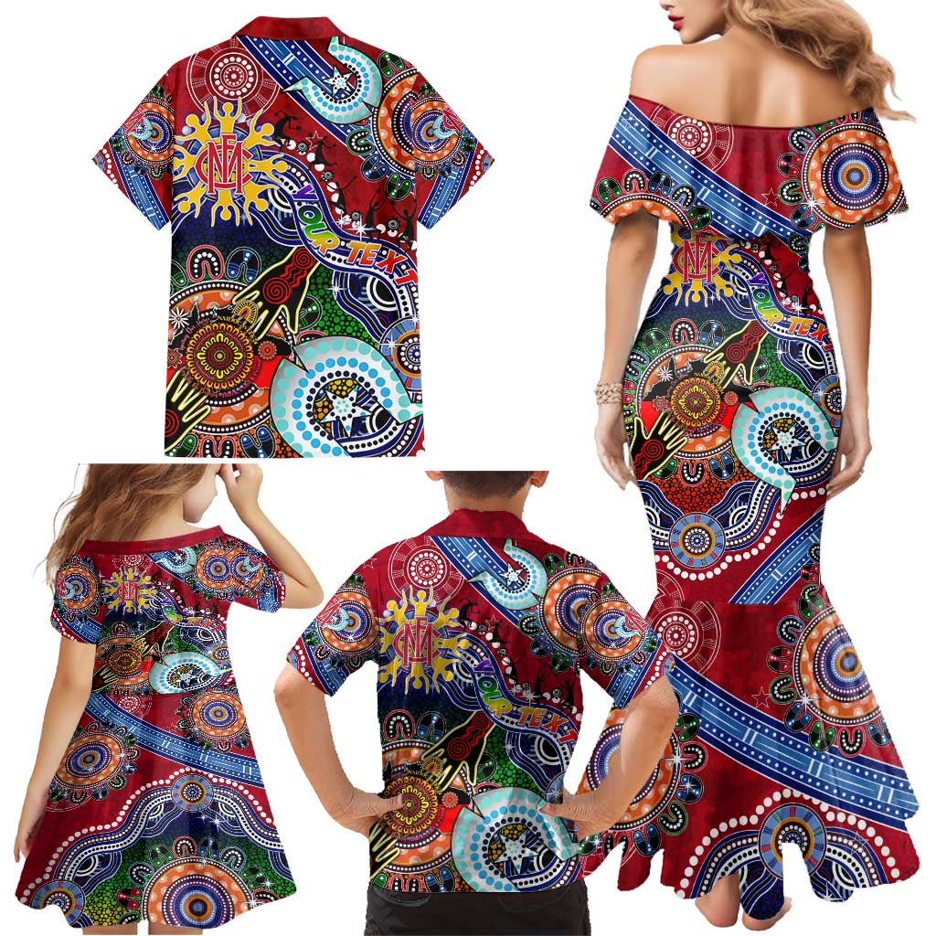 Custom NAIDOC Week 2024 Melbourne Demons Family Matching Mermaid Dress and Hawaiian Shirt Australia Aboriginal Dot Painting