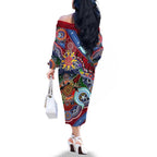 Custom NAIDOC Week 2024 Melbourne Demons Family Matching Off The Shoulder Long Sleeve Dress and Hawaiian Shirt Australia Aboriginal Dot Painting