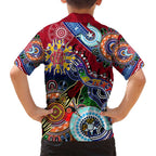 Custom NAIDOC Week 2024 Melbourne Demons Family Matching Off Shoulder Maxi Dress and Hawaiian Shirt Australia Aboriginal Dot Painting