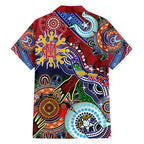 Custom NAIDOC Week 2024 Melbourne Demons Family Matching Off Shoulder Short Dress and Hawaiian Shirt Australia Aboriginal Dot Painting