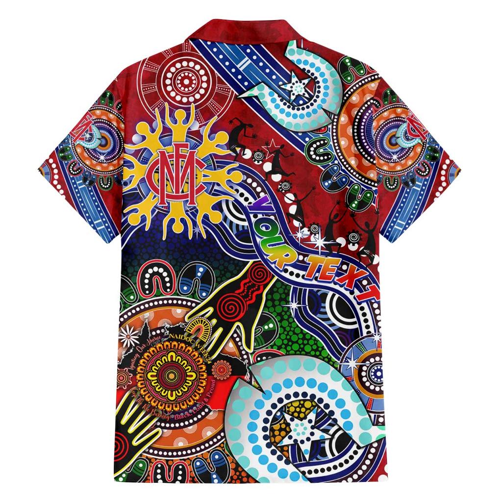Custom NAIDOC Week 2024 Melbourne Demons Family Matching Off Shoulder Short Dress and Hawaiian Shirt Australia Aboriginal Dot Painting