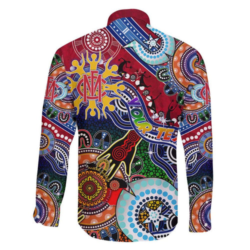 Custom NAIDOC Week 2024 Melbourne Demons Family Matching Off Shoulder Short Dress and Hawaiian Shirt Australia Aboriginal Dot Painting