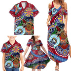 Custom NAIDOC Week 2024 Melbourne Demons Family Matching Summer Maxi Dress and Hawaiian Shirt Australia Aboriginal Dot Painting