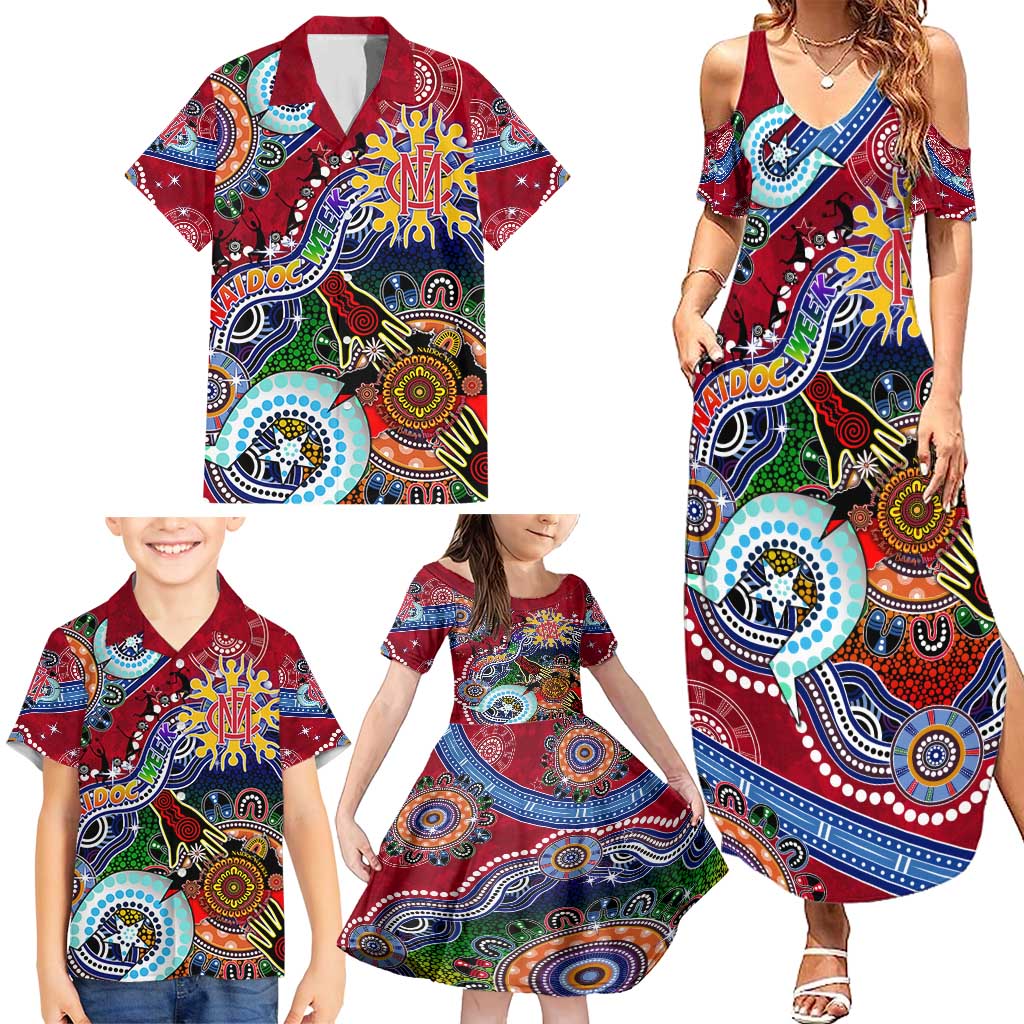 Custom NAIDOC Week 2024 Melbourne Demons Family Matching Summer Maxi Dress and Hawaiian Shirt Australia Aboriginal Dot Painting